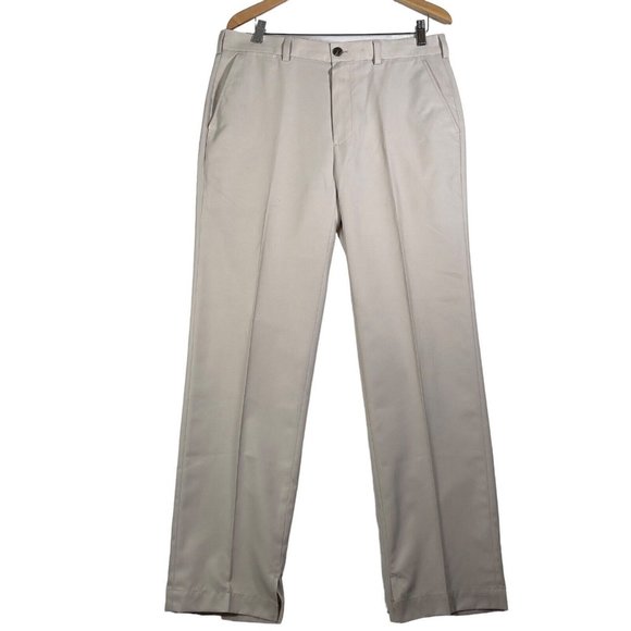 Brooks Brothers Mens Clark Chino Pants Size 34x32 Light Khaki‎ Flat Front Slit - Picture 1 of 12